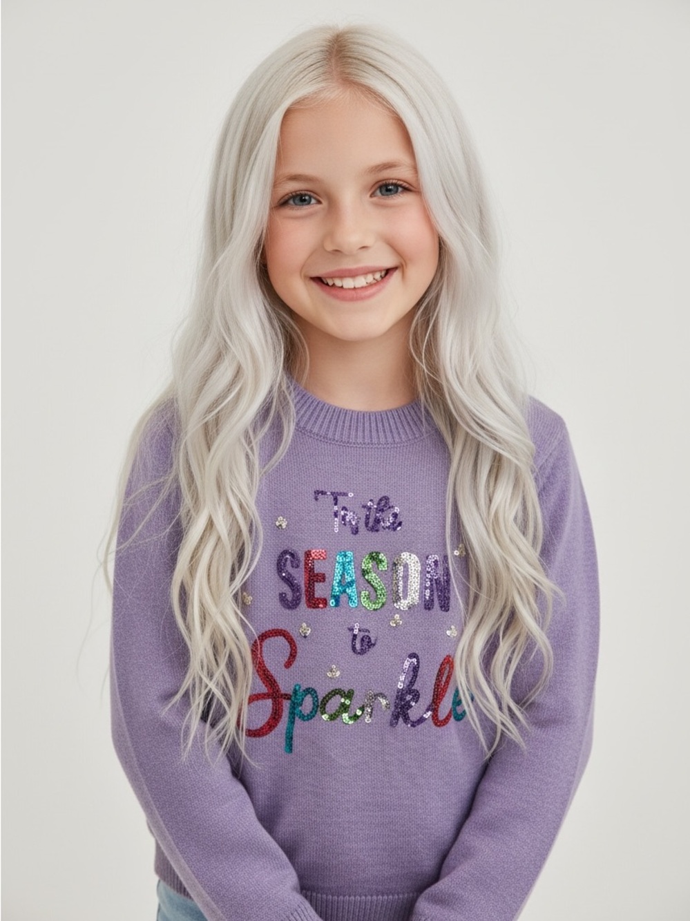 Zunie Lavender Crewneck Sweater with “Tis The Season To Sparkle” Christmas